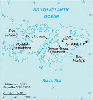 Kaart Falklandeilanden