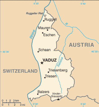Kaart Liechtenstein