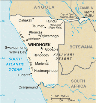 Kaart Namibië