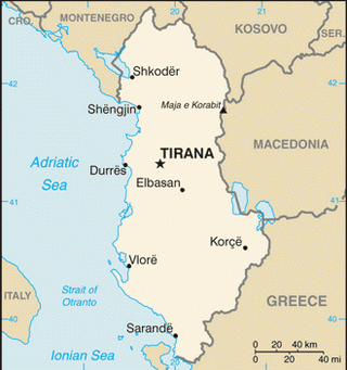 Kaart Albanië