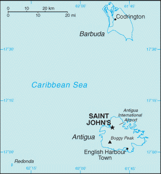 Kaart Antigua en Barbuda