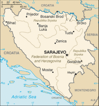 Kaart Bosnië en Herzegovina