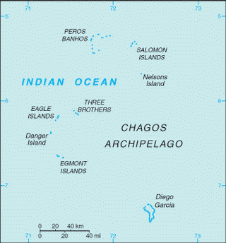 Kaart Brits Territorium in de Indische Oceaan