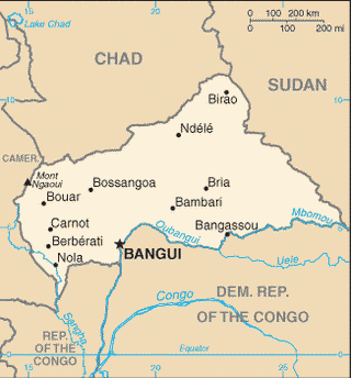 Kaart Centraal-Afrikaanse Republiek