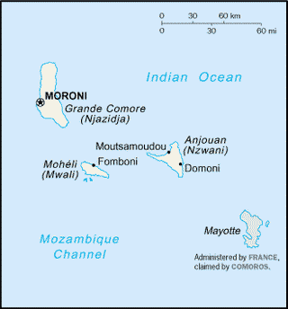Kaart Comoren