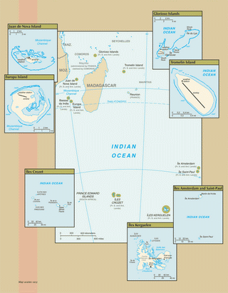 Kaart Franse Zuidelijke en Antarctische Gebieden