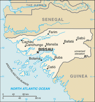 Kaart Guinee-Bissau