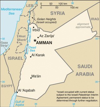 Kaart Jordanië