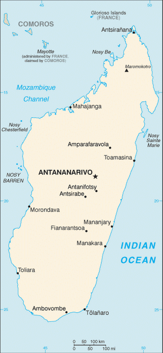 Kaart Madagaskar