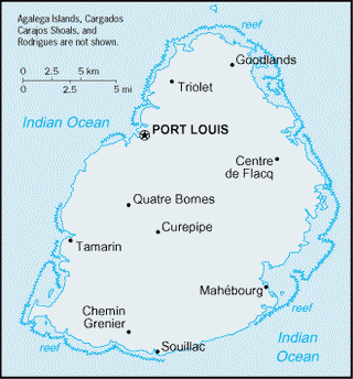 Kaart Mauritius