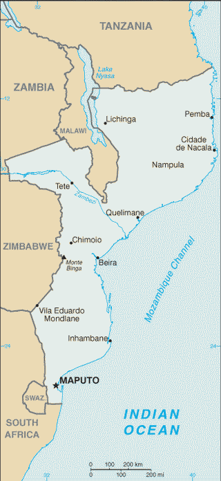 Kaart Mozambique