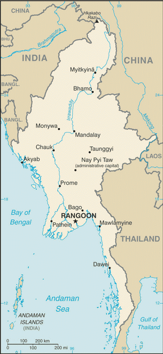 Kaart Myanmar