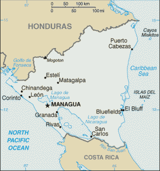 Kaart Nicaragua