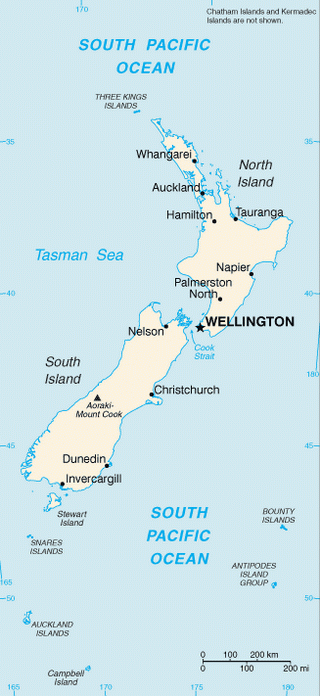 Kaart Nieuw-Zeeland