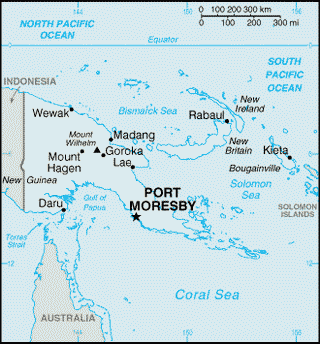 Kaart Papoea-Nieuw-Guinea