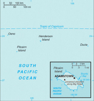 Kaart Pitcairneilanden