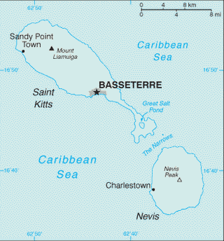 Kaart Saint Kitts en Nevis