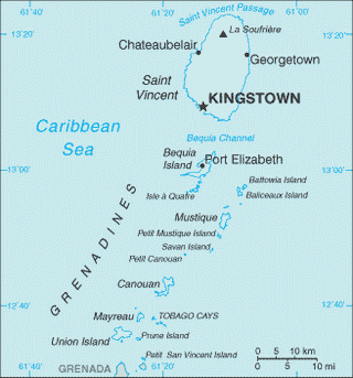 Kaart Saint Vincent en de Grenadines