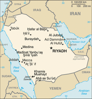Kaart Saoedi-Arabië