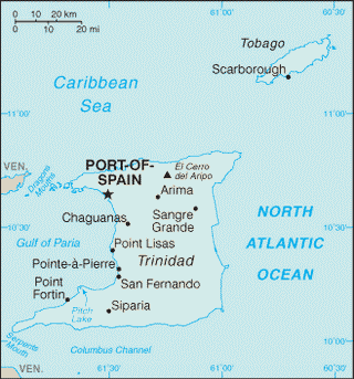Kaart Trinidad en Tobago