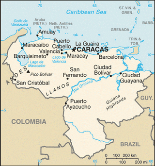 Kaart Venezuela