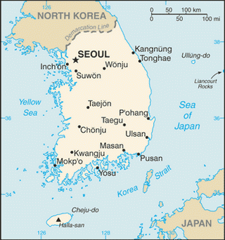 Kaart Zuid-Korea
